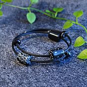 Украшения handmade. Livemaster - original item Bracelet made of snow and black obsidian. Handmade.