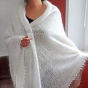 Аксессуары handmade. Livemaster - original item Shawls: 180 x 175 white down shawl, 141-1. Handmade.