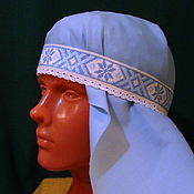 Русский стиль handmade. Livemaster - original item The Hu: Blue hat with lace. Handmade.