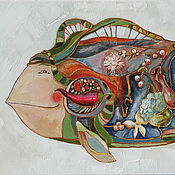 Картина маслом "Сказочная Царь Рыба"