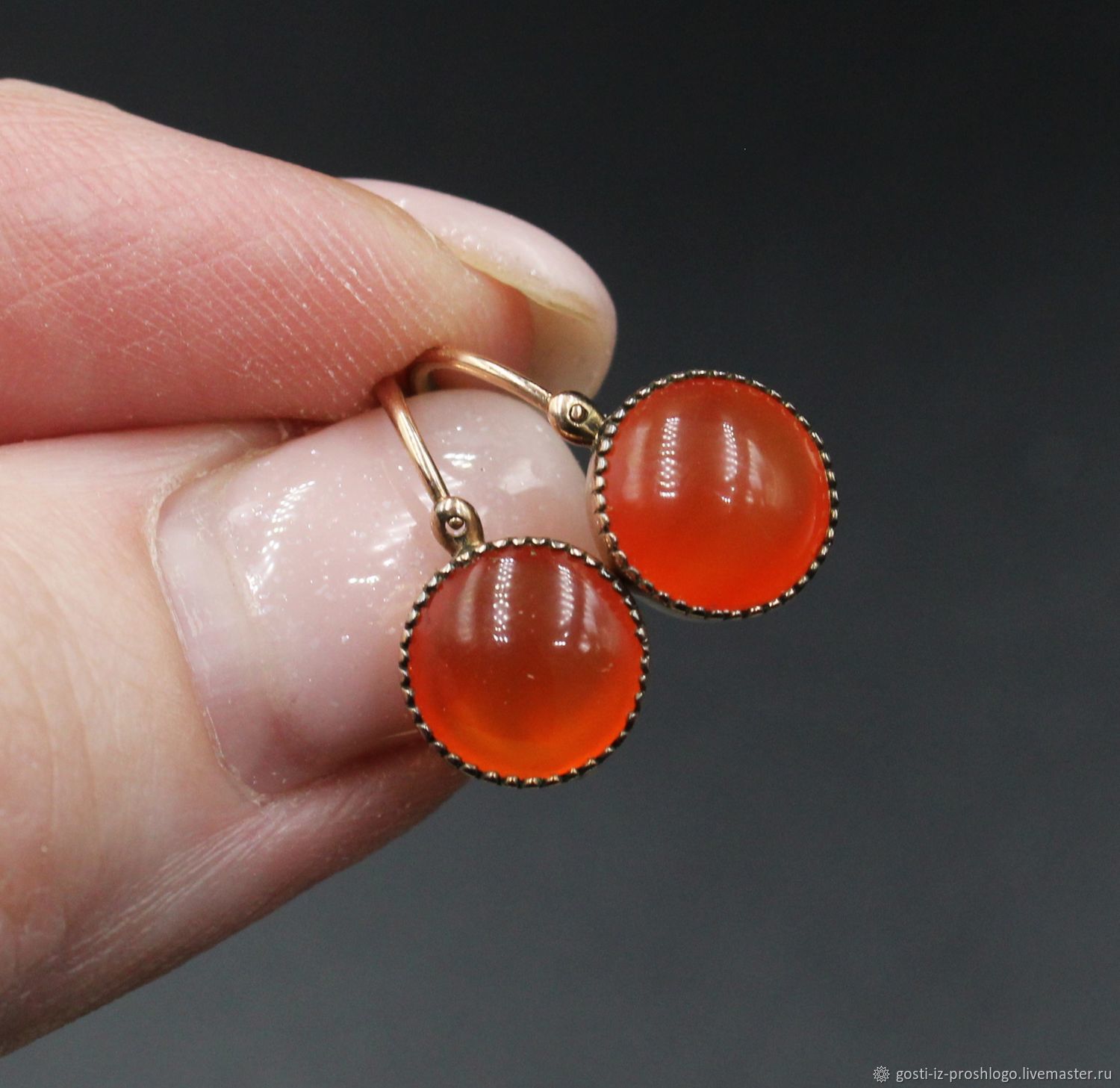 Винтаж: Старинные золотые серьги с сердоликом купить в интернет ...