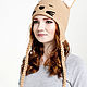 Заказать БЕЖЕВАЯ ШАПКА КОШКА. Woolcraft. Ярмарка Мастеров. . Шапки Фото №3
