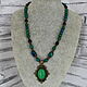 Necklace with chrysocolla and obsidian pendant. Necklace. Magic box. My Livemaster. Фото №5