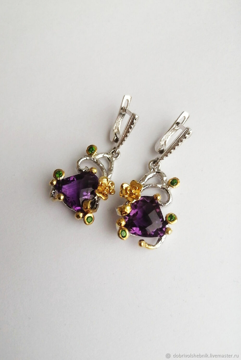 Violet earrings with amethysts, Earrings, Novaya Usman,  Фото №1