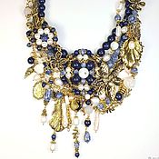 Украшения handmade. Livemaster - original item Necklace Sea Etude Baroque Blue and gold Lapis Lazuli Pearls Agate Sodalite. Handmade.