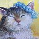 Котик в веночке. Картины. Картинки от Юльфинки (Сафина Юля). Ярмарка Мастеров.  Фото №4