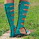 Gladiators suede turquoise with lacing. High Boots. Katorina Rukodelnica HandMadeButik. My Livemaster. Фото №5
