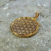 Фен-шуй и эзотерика handmade. Livemaster - original item Flower of Life pendant (brass with cubic Zirconia). Handmade.