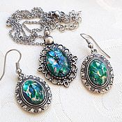 Винтаж handmade. Livemaster - original item Set with antique glass dragon egg,earrings,pendant on a chain. Handmade.