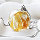 Large transparent pendant-ball of jewelry resin with yellow flower, Pendant, Samara,  Фото №1