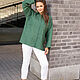 Order Oversize Linen Shirt with Mandala embroidery green. NATALINI. Livemaster. . Blouses Фото №3