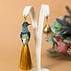 Asymmetric earrings 'Peacock and Pearl' Bird Earrings. Tassel earrings. Coffeelena. My Livemaster. Фото №6