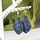 Blue Leather Earrings. Earrings. Two Starlings. Online shopping on My Livemaster.  Фото №2