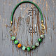 Choker necklace ' Montpensier. Green&Yellow ' with agate, Chokers, Almaty,  Фото №1