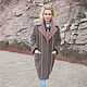 Author`s clothes by Dmitriy PEHTASHEV_Studio:  ШУБА OVERSIZE с вертикальными вставками из натурального меха овчины кёрли в цвете `кофе с молоком` и пудрово-розового цвета