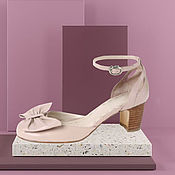 Винтаж handmade. Livemaster - original item 37 size! Delicate pink shoes with a bow made of natural leather. Handmade.