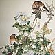 Картина "Хризантемы и птицы" в стиле китайской живописи, Картины, Москва,  Фото №1