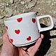 Order A smooth mug with red hearts as a gift to a loved one of the heart. DASHA LEPIT | Ceramic tableware (dashalepit). Livemaster. . Mugs and cups Фото №3