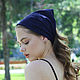 Women's suede bandana with elastic band blue, kerchief headband, Bandanas, Krasnodar,  Фото №1