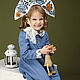 Blue hemp girl dress with long sleeves, Childrens Dress, Moscow,  Фото №1