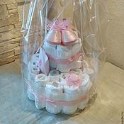 Сувениры и подарки handmade. Livemaster - original item Cake from diapers for newborn ,for baby girl. Handmade.