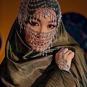 Украшения handmade. Livemaster - original item Headdress a cap with a veil and a slave bracelet. Handmade.