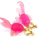 Украшения handmade. Livemaster - original item Gold fish clip earrings, funny earrings, funny earrings. Handmade.