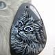 Pendant with painted stone cat Scientist. Pendants. Picture&miniature lacquer painting. My Livemaster. Фото №6