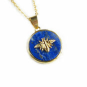Украшения handmade. Livemaster - original item Lapis lazuli pendant, bee pendant, golden bee pendant bee pendant. Handmade.