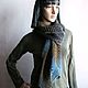 Шарф, палантин из шерсти (серый-голубой-горчичный). Палантины. IRINA GRUDKINA Handmade Knitwear. Ярмарка Мастеров.  Фото №10
