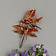 Brooch-pin: Copper Dragonflies (glass and polymer clay). Brooches. Tatiana Salun ( Salun). Online shopping on My Livemaster.  Фото №2