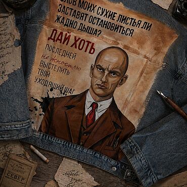 Одежда ручной работы. Ярмарка Мастеров - ручная работа Женская Джинсовка с ручной росписью Маяковский. Handmade.