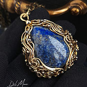 Украшения handmade. Livemaster - original item Pendant with lapis lazuli stone brass 