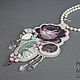Вышитый бисером кулон Antique Rose с Яшмой и Аметистом. Колье. Птицына Маргарита. Ярмарка Мастеров.  Фото №6