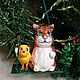 Ёлочная ватная игрушка Кот и Цыпа Новогодний сувенир. Елочные игрушки. Домовой Уют. Ярмарка Мастеров.  Фото №4