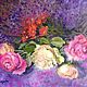  Oil painting ' Roses on lilac», Pictures, Moscow,  Фото №1