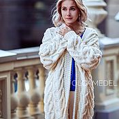 Одежда handmade. Livemaster - original item Large-knit white cardigan for women in any color to order. Handmade.