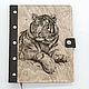 Wooden notebook with a leather cover ' Tiger'. Notebooks. semejnaya-masterskaya-bambuk. Online shopping on My Livemaster.  Фото №2