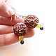Earrings with natural stones agate, hematite and Rudraksha nut, Earrings, St. Petersburg,  Фото №1