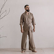 Мужская одежда handmade. Livemaster - original item Kimono for home (loose pants jacket). Handmade.