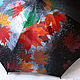 Umbrella with hand-painted Autumn leaves black umbrella with a picture, Umbrellas, St. Petersburg,  Фото №1