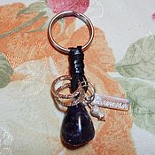 Сумки и аксессуары handmade. Livemaster - original item Keychain with mouse and engraved in 925 silver, with large amethyst, leather. Handmade.