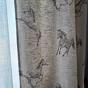 Для дома и интерьера handmade. Livemaster - original item CURTAINS: Horse Linen Curtains. Handmade.
