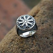 Фен-шуй и эзотерика handmade. Livemaster - original item The ring`s called the aegishjalmur runic circle with full of the older Futhark. Handmade.