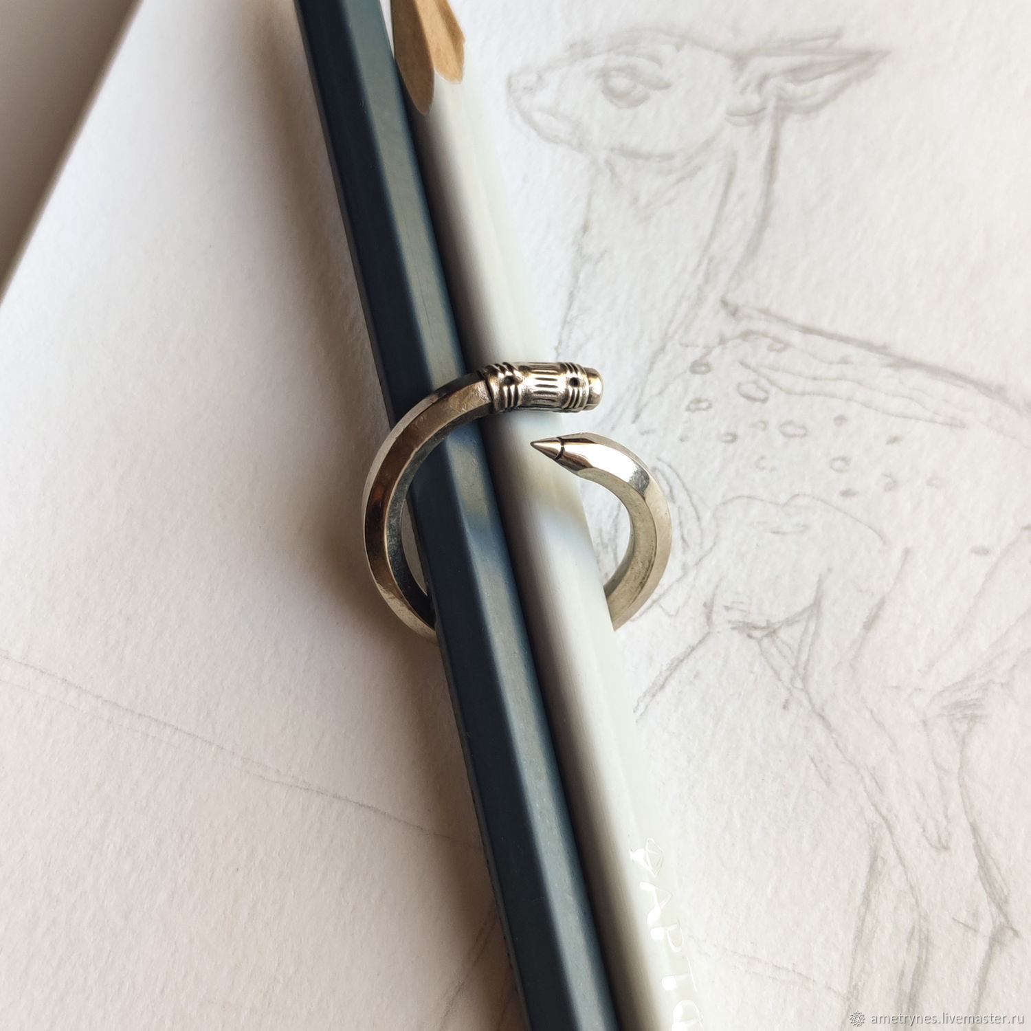 White Bronze Pencil Ring, Rings, Kostroma,  Фото №1
