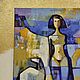 Nude painting Nude girl with a dog blue yellow tones. Pictures. paintmart (oikos). My Livemaster. Фото №6