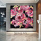 Картина розовые розы 80x80 картина большие цветы. Картины. NiravaArts. Интернет-магазин Ярмарка Мастеров.  Фото №2