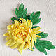   хризантема из шифона. Брошь-булавка. Flower art. Ярмарка Мастеров.  Фото №4