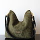 Bag made of genuine suede Khaki quilted. Sacks. Olga'SLuxuryCreation. My Livemaster. Фото №6