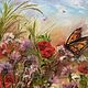  The happiness of living! Sunny painting with wildflowers and a butterfly, Pictures, Moscow,  Фото №1